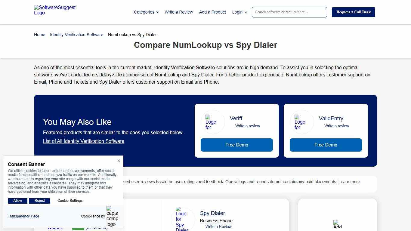Compare NumLookup vs Spy Dialer in January 2026